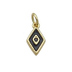 Copper Rhombic Pendant Black Enamel Darts Gold Plated, approx 6.5-10mm [FN36183]