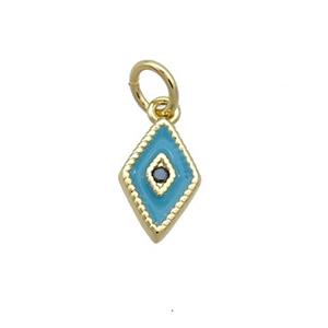 Copper Rhombic Pendant Teal Enamel Darts Gold Plated, approx 6.5-10mm [FN36187]