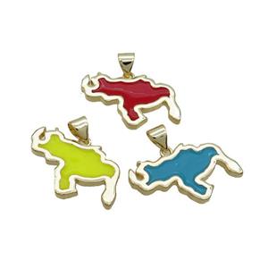 Copper Rhinoceros Pendant Enamel Gold Plated Mixed, approx 16-20mm [FN36193]