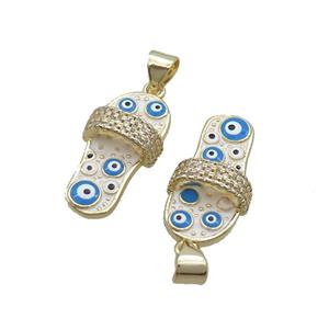 Copper Shoes Charm Pendant White Enamel Evil Eye Gold Plated, approx 11-21mm [FN36212]