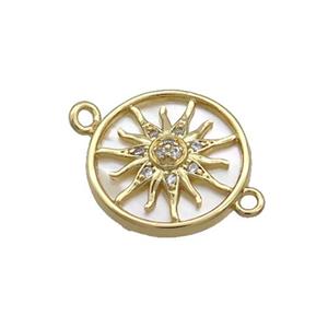 Copper Sun Charms Connector Pave Zircon Shell Backing Gold Plated, approx 15.5mm [FN36223]