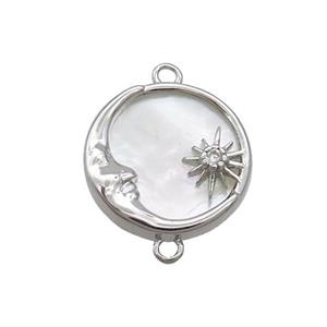 Copper Moon Charms Connector Shell Backing Platinum Plated, approx 15.5mm [FN36228]