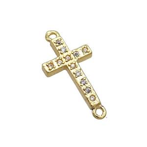 Copper Cross Connector Pave Zircon Gold Plated, approx 9-14mm [FN36231]