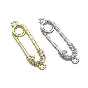 Copper Safety Pins Connector Pave Zircon Mixed, approx 7-20mm [FN36242]