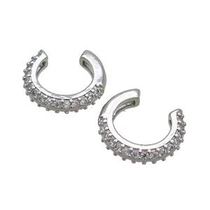 Copper Clip Earring Pave Zircon Platinum Plated, approx 14mm [FN36246]