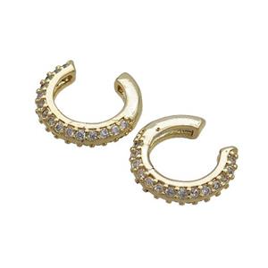 Copper Clip Earring Pave Zircon Gold Plated, approx 14mm [FN36247]