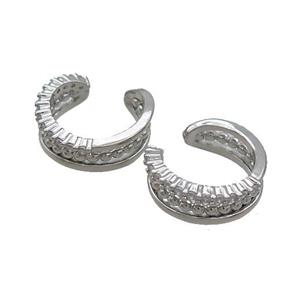Copper Clip Earring Pave Zircon Platinum Plated, approx 16mm [FN36248]