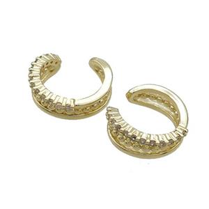 Copper Clip Earring Pave Zircon Gold Plated, approx 16mm [FN36249]