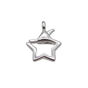 Copper Lobster Claps Star Platinum Plated, approx 11.5mm [FN36250]