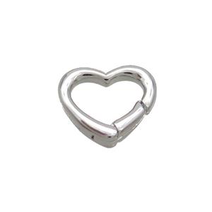 Copper Carabiner Clasp Heart Platinum Plated, approx 13.5mm [FN36253]