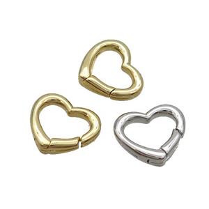 Copper Carabiner Clasp Heart Mixed, approx 13.5mm [FN36255]