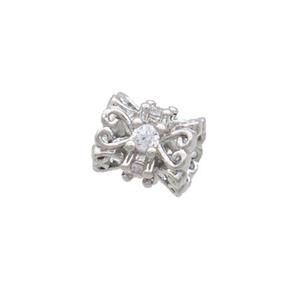 Copper Tube Beads Pave Zircon Platinum Plated, approx 4-5mm [FN36262]