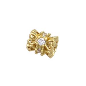 Copper Tube Beads Pave Zircon Gold Plated, approx 4-5mm [FN36263]