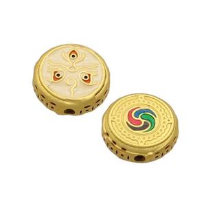 Copper Button Beads Enamel Gold Plated, approx 13mm [FN36280]