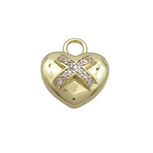 Copper Heart Pendant Pave Zircon Gold Plated, approx 13mm [FN36287]