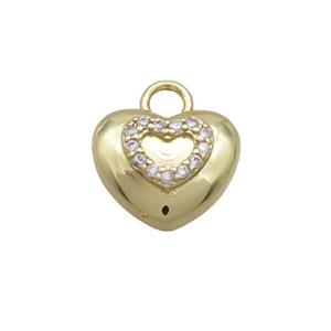 Copper Heart Pendant Pave Zircon Gold Plated, approx 13mm [FN36288]