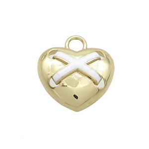 Copper Heart Pendant White Enamel Gold Plated, approx 16mm [FN36289]