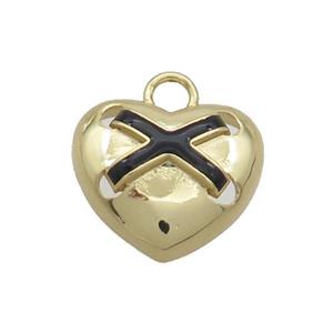 Copper Heart Pendant Black Enamel Gold Plated, approx 16mm [FN36290]