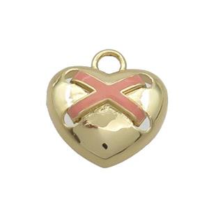 Copper Heart Pendant Pink Enamel Gold Plated, approx 16mm [FN36291]