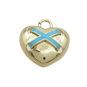 Copper Heart Pendant Blue Enamel Gold Plated, approx 16mm [FN36292]