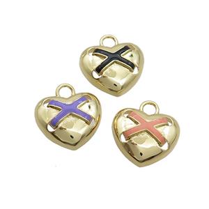 Copper Heart Pendant Enamel Gold Plated Mixed, approx 16mm [FN36295]