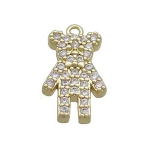 Copper Bear Pendant Pave Zircon Gold Plated, approx 9-14.5mm [FN36330]