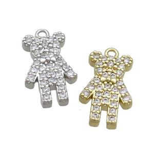 Copper Bear Pendant Pave Zircon Mixed, approx 9-14.5mm [FN36331]