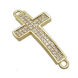 Copper Cross Connector Pave Zircon Gold Plated, approx 13-21mm [FN36333]