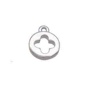 Copper Circle Pendant Cross Platinum Plated, approx 5.5mm [FN36351]