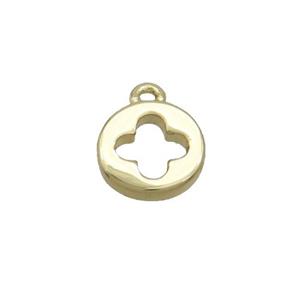 Copper Circle Pendant Cross Gold Plated, approx 5.5mm [FN36352]
