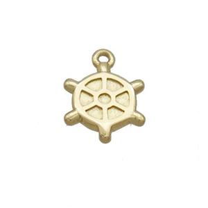 Copper Ship Helm Pendant Gold Plated, approx 7mm [FN36355]