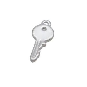 Copper Key Charm Pendant Platinum Plated, approx 4.5-10mm [FN36357]