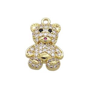 Copper Bear Pendant Pave Zircon Gold Plated, approx 11.5-16mm [FN36367]