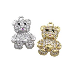 Copper Bear Pendant Pave Zircon Mixed, approx 11.5-16mm [FN36368]