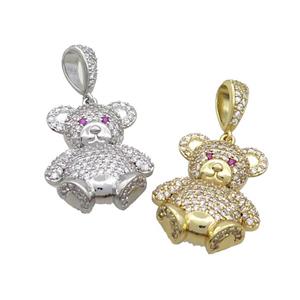 Copper Bear Pendant Pave Zircon Mixed, approx 18-26mm [FN36371]