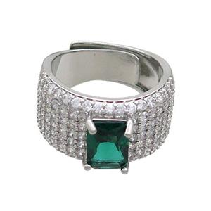 Copper Ring Pave Zircon Adjustable Platinum Plated, approx 6-8mm, 13mm, 18mm dia [FN36462]