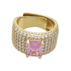 Copper Ring Pave Zircon Adjustable Gold Plated, approx 6-8mm, 13mm, 18mm dia [FN36463]