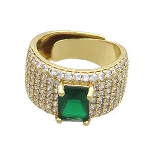 Copper Ring Pave Zircon Adjustable Gold Plated, approx 6-8mm, 13mm, 18mm dia [FN36464]