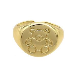 Copper Ring Bear Gold Plated, approx 15mm, 18mm dia [FN36468]