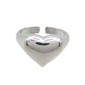 Copper Ring Heart Platinum Plated, approx 15mm, 18mm dia [FN36469]
