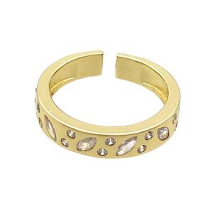 Copper Ring Pave Zircon Gold Plated, approx 4.5mm, 18mm dia [FN36471]