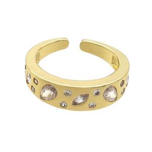 Copper Ring Pave Zircon Gold Plated, approx 6mm, 18mm dia [FN36474]