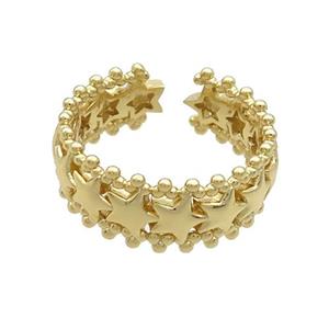 Copper Ring Star Gold Plated, approx 8mm, 18mm dia [FN36478]