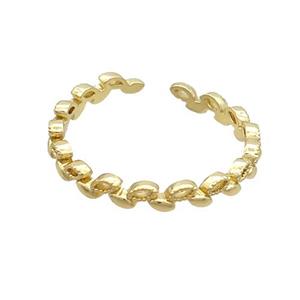 Copper Ring Leaf Gold Plated, approx 3mm, 18mm dia [FN36481]