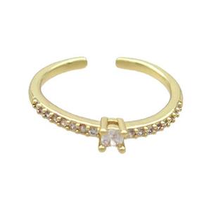 Copper Ring Pave Zircon Gold Plated, approx 3mm, 18mm dia [FN36482]