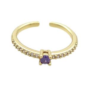 Copper Ring Pave Zircon Gold Plated, approx 3mm, 18mm dia [FN36484]