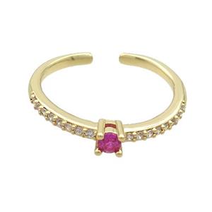 Copper Ring Pave Zircon Gold Plated, approx 3mm, 18mm dia [FN36486]