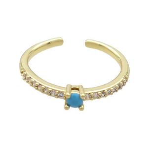 Copper Ring Pave Zircon Gold Plated, approx 3mm, 18mm dia [FN36487]
