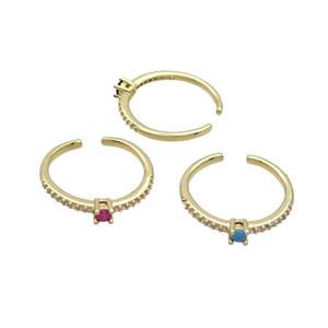 Copper Ring Pave Zircon Gold Plated Mixed, approx 3mm, 18mm dia [FN36488]