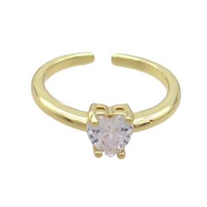 Copper Ring Pave Crystal Glass Heart Gold Plated, approx 6mm, 18mm dia [FN36493]